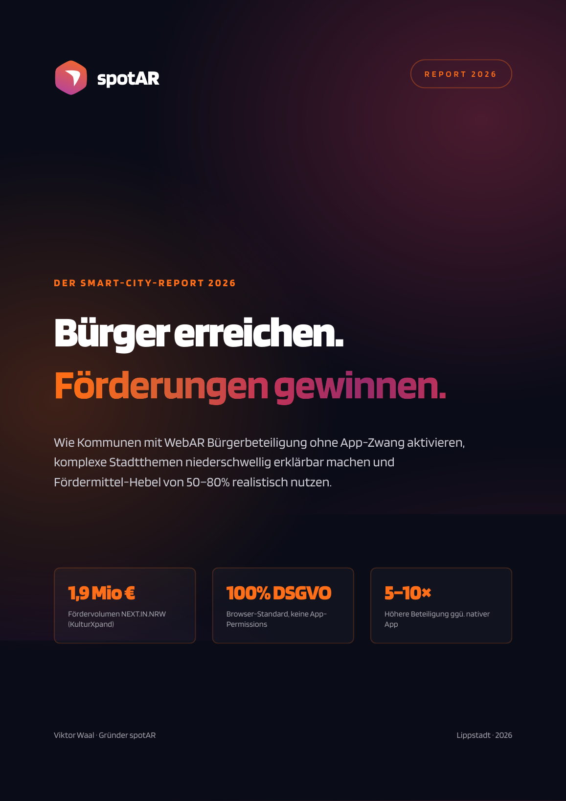 Smart-City-Report 2026 — Hero-Seite mit Executive Summary